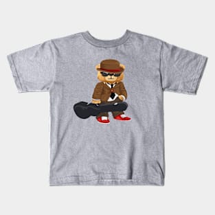 Teddy Bear  in Musician Stylish carrying guitar case Kids T-Shirt